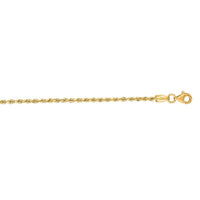 2.0mm 14k Yellow Gold Diamond Cut Rope Anklet