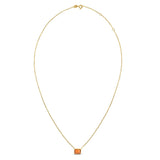 14K yellow gold necklace with emerald-cut citrine stone in four-prong setting thumbnail 1