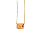 14K Yellow Gold Emerald Cut Citrine Necklace thumbnail 3