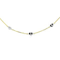 14K two-tone gold anklet with diamond-cut heart stations