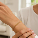 14K Yellow Gold Bead Bracelet (3.00 mm) thumbnail 3