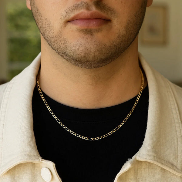 14k Yellow Gold Solid Figaro Chain (3.00 mm)