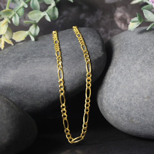 14k Yellow Gold Solid Figaro Chain (3.00 mm)