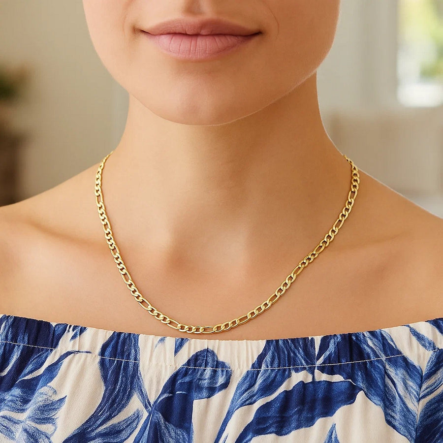 14k Yellow Gold Solid Figaro Chain (3.00 mm)