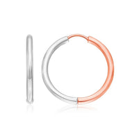 14k Rose & White Gold Hinged Hoop Earrings(2.5x20mm)