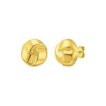 14K yellow gold fancy knot stud earrings with polished interlaced design