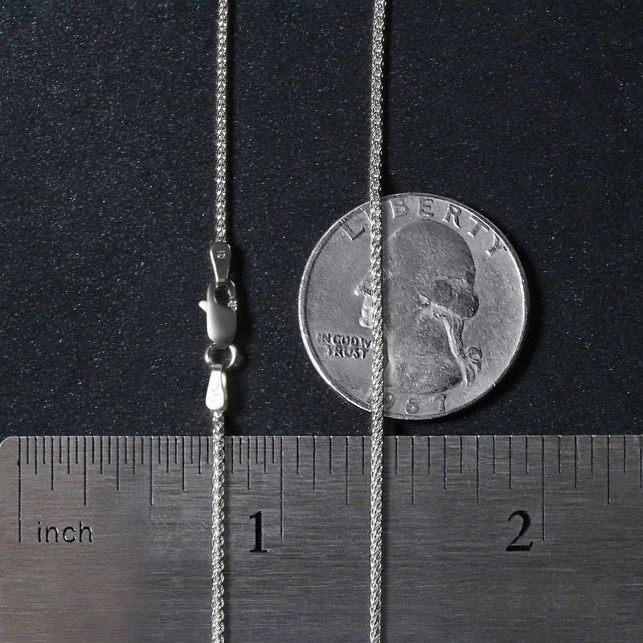 14k White Gold Round Wheat Chain (1.2 mm)