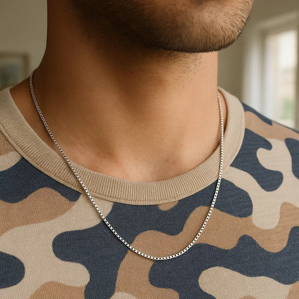 Sterling Silver Rhodium Plated Box Chain (1.30 mm)