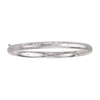 Classic Floral Carved Bangle in 14k White Gold (5.00 mm)