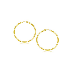 14k Yellow Gold Polished Hoop Earrings (3x20mm)