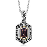 18K Yellow Gold and Sterling Silver Antique Style Smokey Quartz Accented Pendant thumbnail 1