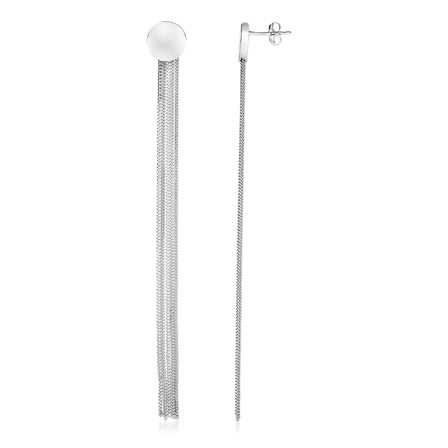 Sterling Silver Long Chain Tassel Earrings