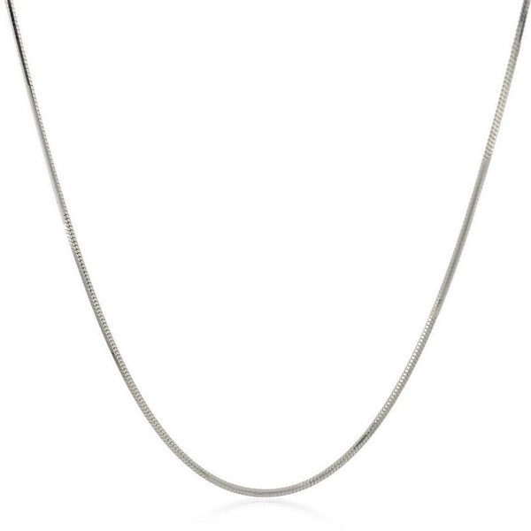 Rhodium Plated 1.3mm Sterling Silver Snake Style Chain (1.30 mm)
