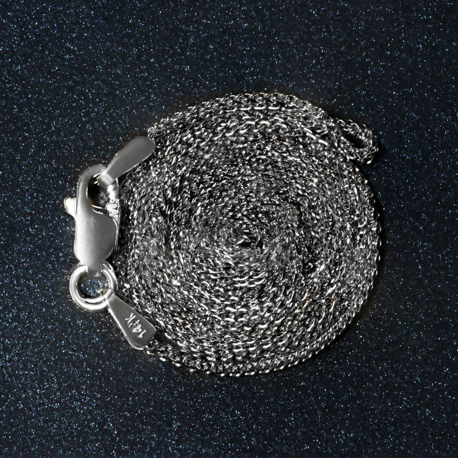 14k White Gold Diamond Cut Round Wheat Chain (1.00 mm)