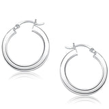 14K White Gold Flat Side Hoop Earrings thumbnail 1