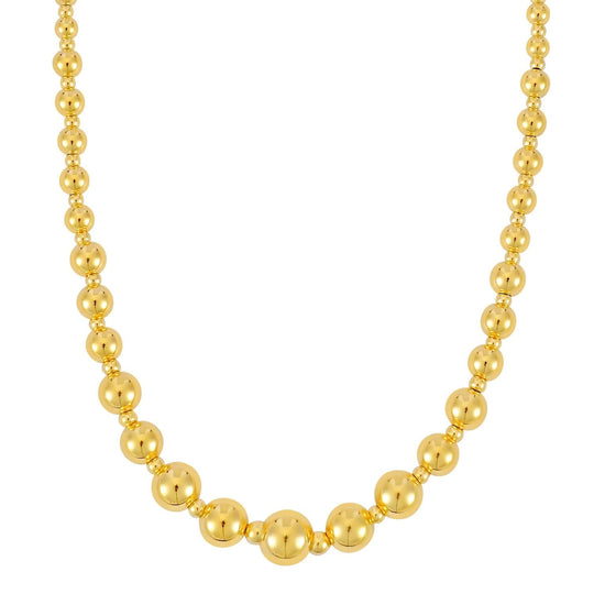 14K yellow gold graduated bead pallina necklace with no gemstone stones