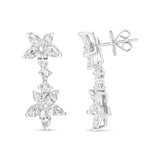 18k White Gold 6.0 Cttw Marquise Diamond Floral Dangle Drop Earrings (E-F Color, VS1-VS2 Clarity)-3 thumbnail 4