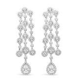 18K White Gold 4 3/4 Cttw Diamond Double Teardrop Waterfall Dangle Earrings (H-I Color, VS1-VS2 Clarity)-1 thumbnail 2