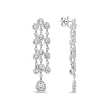 18K White Gold 4 3/4 Cttw Diamond Double Teardrop Waterfall Dangle Earrings (H-I Color, VS1-VS2 Clarity)-3 thumbnail 4