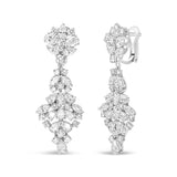 18K White Gold 9 1/2 Cttw Diamond Cluster Drop Dangle Clip-On Earrings (F-G Color, VS1-VS2 Clarity)-0 thumbnail 1