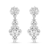 18K White Gold 9 1/2 Cttw Diamond Cluster Drop Dangle Clip-On Earrings (F-G Color, VS1-VS2 Clarity)-1 thumbnail 2