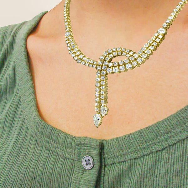 14k Yellow Gold 17.0 Cttw Diamond Double Row Lariat 18