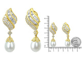 18k Yellow Gold 7.0 Cttw Baguette and Round Diamond South Sea Pearl Drop Dangle Clip-On Earrings (F-G Color, VS1-VS2 Clarity)-4 thumbnail 5