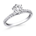 14K white gold engagement ring with fishtail-set round diamond accents