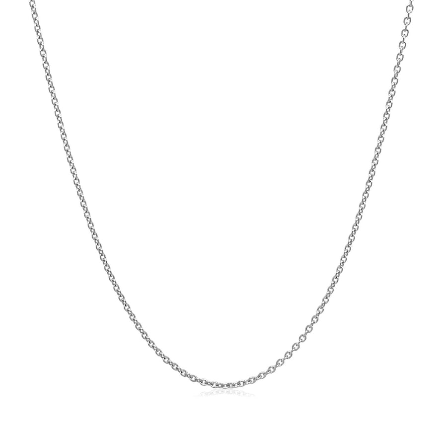 14k White Gold Oval Cable Link Chain (1.10 mm)