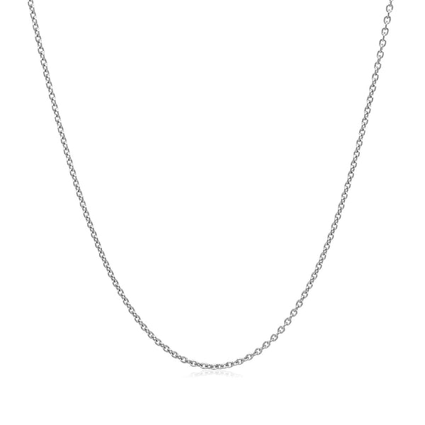 14k White Gold Oval Cable Link Chain (1.10 mm)