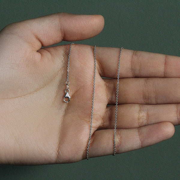 14k White Gold Oval Cable Link Chain (1.10 mm)