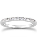 14K white gold ring with round channel-set diamond stones
