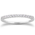 14K white gold ring with round diamond stones in a shared prong band