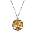 18K yellow gold and silver bow pendant with round whiskey quartz stone