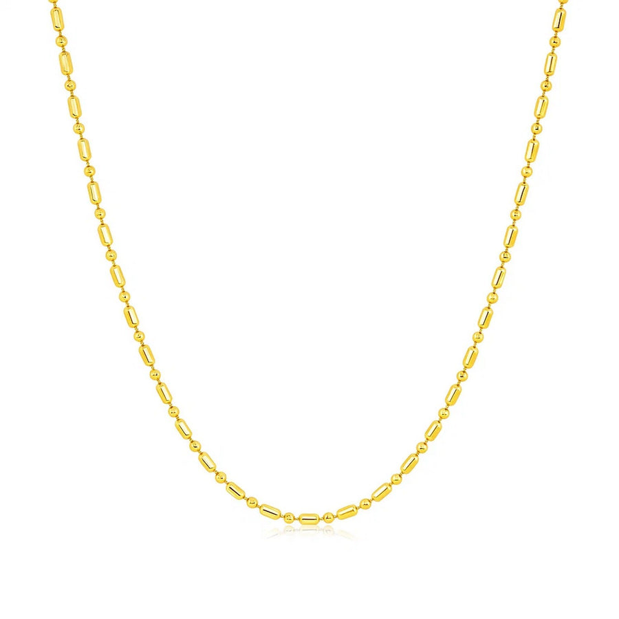 14k Yellow Gold Diamond-Cut Alternating Bead Chain (1.10 mm)