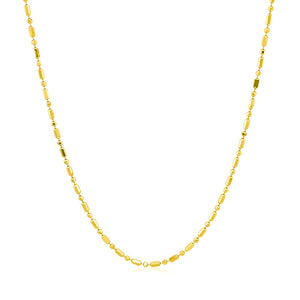 14k Yellow Gold Diamond-Cut Alternating Bead Chain (1.10 mm)