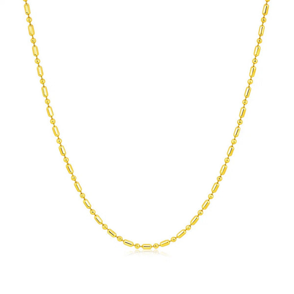 14k Yellow Gold Diamond-Cut Alternating Bead Chain (1.10 mm)