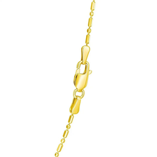 14K yellow gold beaded chain with alternating diamond-cut and polished links