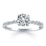 14K white gold engagement ring with shared prong diamond accent stones thumbnail 1