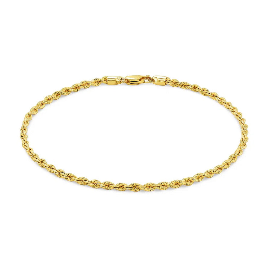 14k Yellow Gold Solid Diamond Cut Rope Bracelet (3.00 mm)