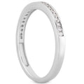 14K white gold ring with round diamond stones channel set halfway around