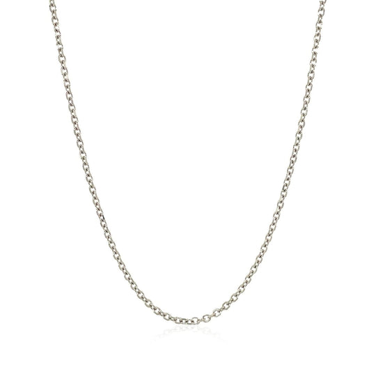 14K white gold cable link chain with diamond-cut links