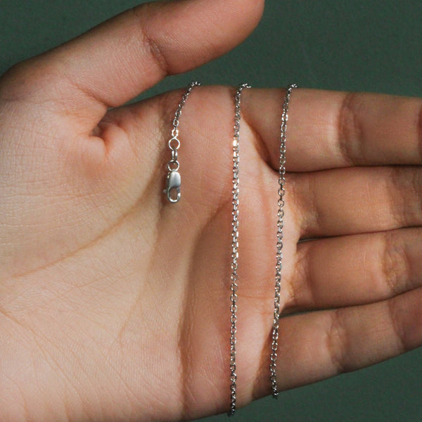 14k White Gold Diamond Cut Cable Link Chain (1.5 mm)