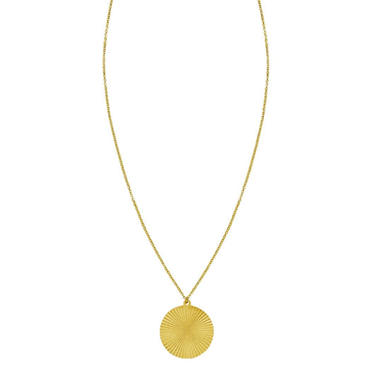 14K yellow gold radiating open circle pendant necklace