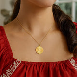 14K Yellow Gold Radiating Circle Necklace thumbnail 3