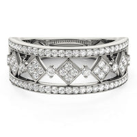 Diamond Studded Square Motif Ring in 14k White Gold (1/2 cttw)