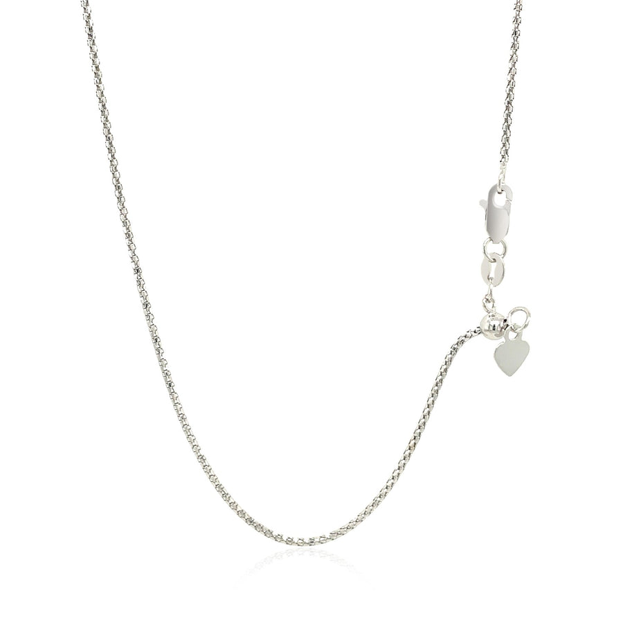 14k White Gold Adjustable Popcorn Chain (1.00 mm)