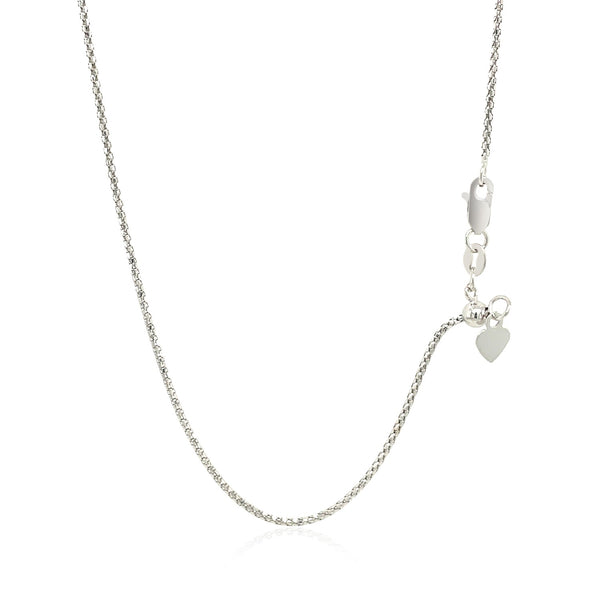 14k White Gold Adjustable Popcorn Chain (1.00 mm)