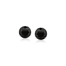 Load image into Gallery viewer, 14k White Gold Stud Earrings with Black Faceted Cubic Zirconia(6mm)