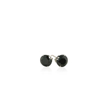 Load image into Gallery viewer, 14k White Gold Stud Earrings with Black Faceted Cubic Zirconia(6mm)